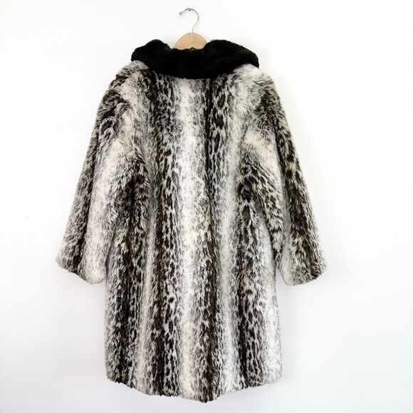 Unbranded Faux Fur Persian Contrasting Oversized Collar Overcoat - Picture 3 of 15